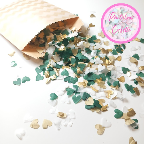 Biodegradable Tissue Paper Wedding Confetti -  Dark Green and Gold