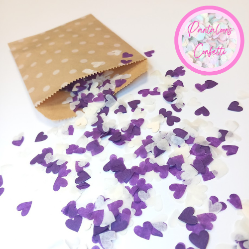 Biodegradable Wedding Confetti -  Dark Purple and Ivory