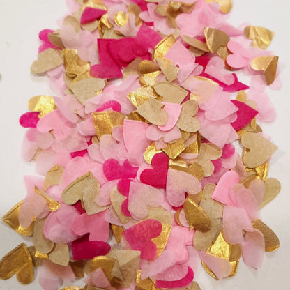 Biodegradable Wedding and Party Confetti - Gold, Fuchsia Pink and Pale Pink