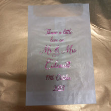 Load image into Gallery viewer, Biodegradable Wedding Glassine Bags with personal message
