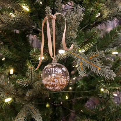 Christmas Bauble with message personalised - gold and white