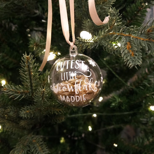 Christmas Bauble with message personalised - gold and white