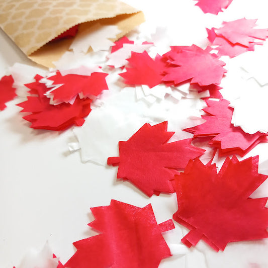 Biodegradable Wedding Confetti - Maple Leaf Confetti Canada Red and White