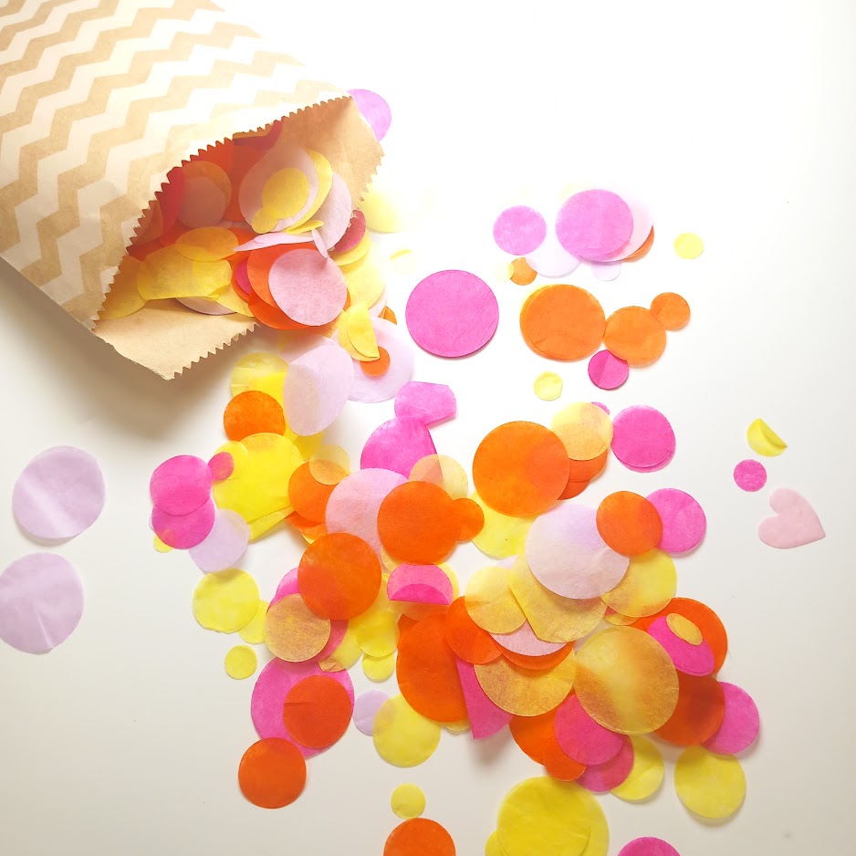 Biodegradable Wedding Confetti -  Lilac, Fuschia Pink, Orange and Yellow