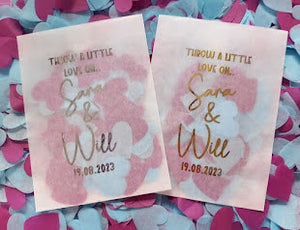 Biodegradable Wedding Confetti Bags - Purple, Pale Pink and Cream