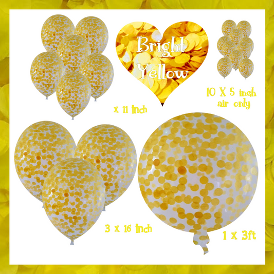 Biodegradable Confetti Filled Balloons - Bright Yellow