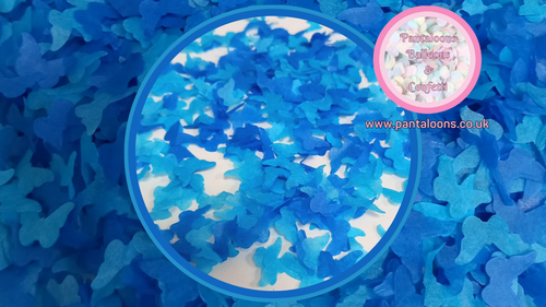 Biodegradable Butterfly Tissue Paper Wedding Confetti - Turquoise and Mid Blue