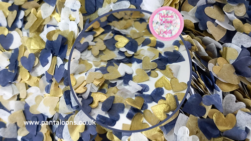 Biodegradable Wedding Confetti - Navy Blue, Gold and White