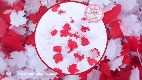 Biodegradable Wedding Confetti - Maple Leaf Confetti Canada Red and White