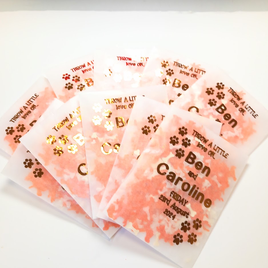 Biodegradable Wedding Confetti Glassine Bags - Dog and Bone