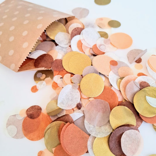 Biodegradable Wedding Confetti - BURNT ORANGE, CHOCOLATE BROWN, APRICOT, ANTIQUE GOLD, BEIGE, IVORY