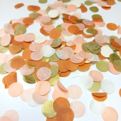 Biodegradable Tissue Paper Wedding Confetti - Peach, Ivory, Gold and Burnt Orange