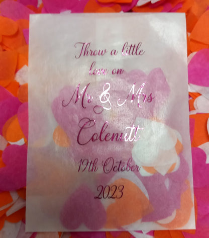 Biodegradable Wedding Confetti Glassine Bags - Curly Mr and Mrs