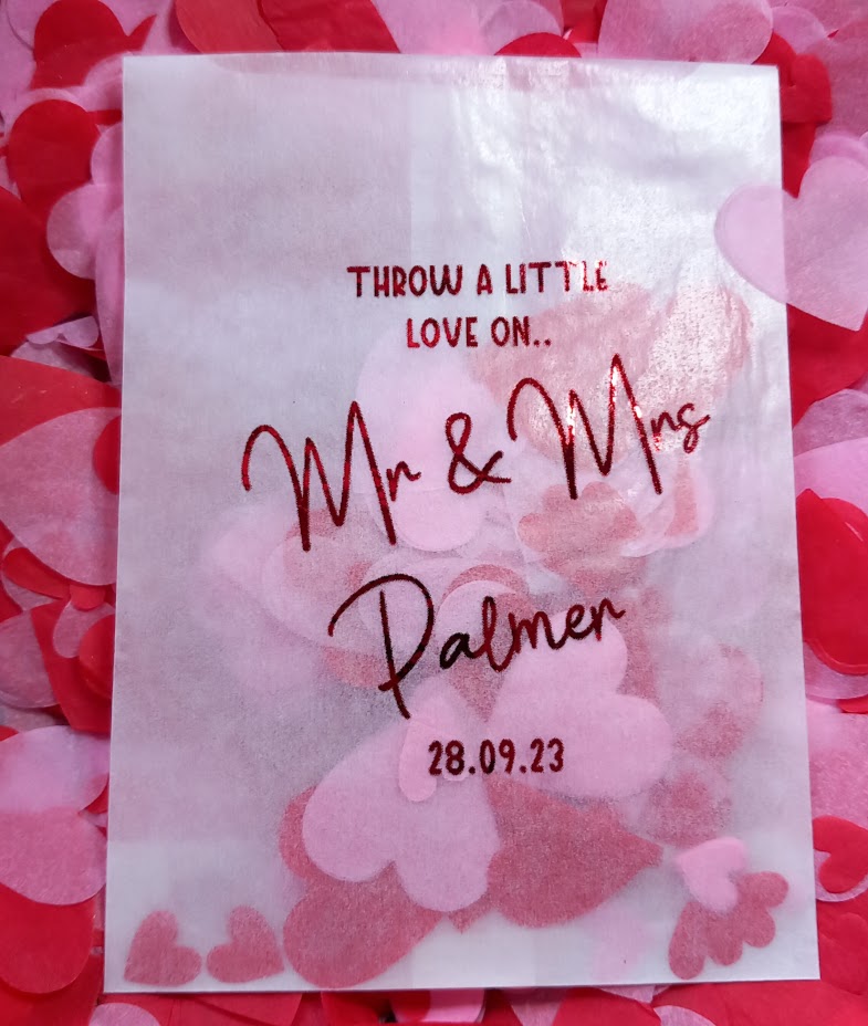Biodegradable Wedding Confetti Glassine Bags - The Betsy - Throw a little love Mr and Mrs