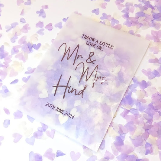 Biodegradable Wedding Confetti Glassine Bags - The Betsy - Throw a little love Mr and Mrs