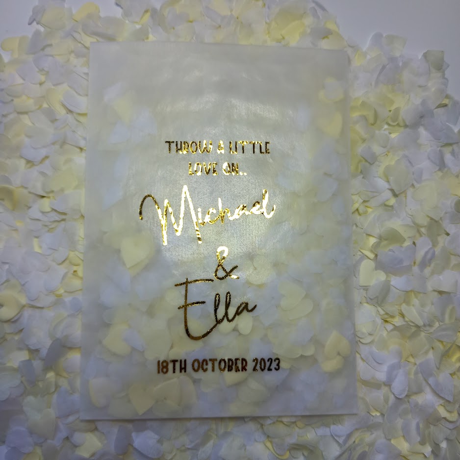Biodegradable Wedding Confetti Glassine Bags - The Emily - Throw a little love