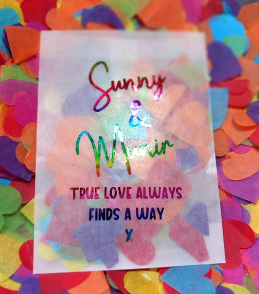 Biodegradable Wedding Confetti Glassine Bags - The Sarah - Love always finds a Way x
