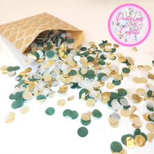 Load image into Gallery viewer, Biodegradable Tissue Paper Wedding Confetti -  Dark Green and Gold