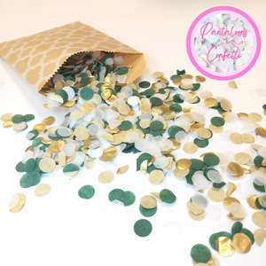 Biodegradable Tissue Paper Wedding Confetti -  Dark Green and Gold