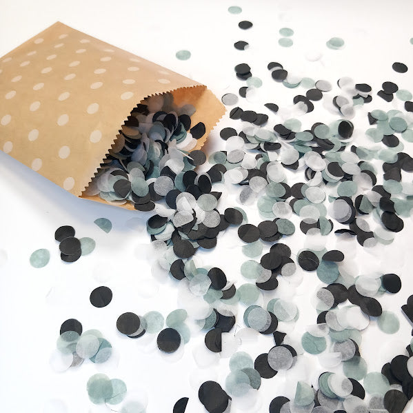 Biodegradable Wedding Confetti -  Mid Grey, Black and White