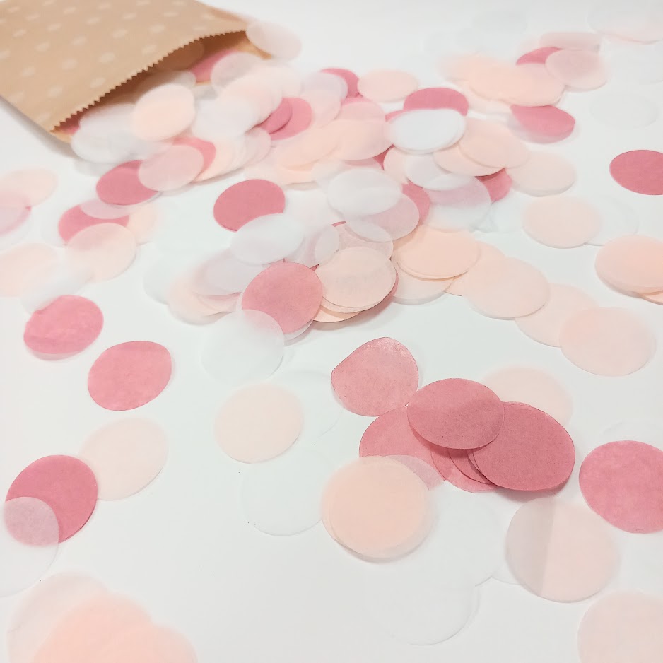 Biodegradable Tissue Paper Wedding Confetti - Rose Pink, Blush and White