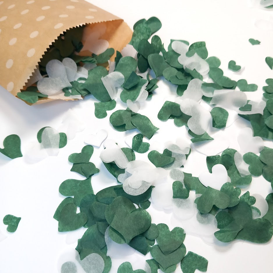 Biodegradable Wedding and Party Confetti - Deep Green and White