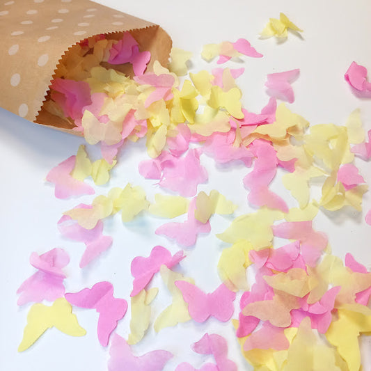 Biodegradable Butterfly Confetti - Flamingo Pink and Pale Yellow