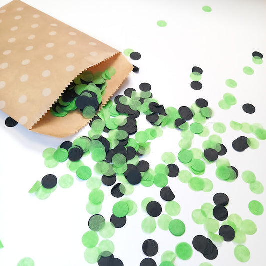 Biodegradable Tissue Paper Wedding and Halloween Confetti - Black and Apple Green