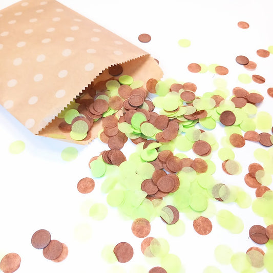 Biodegradable Wedding and Party Confetti - Brown and Lime Green