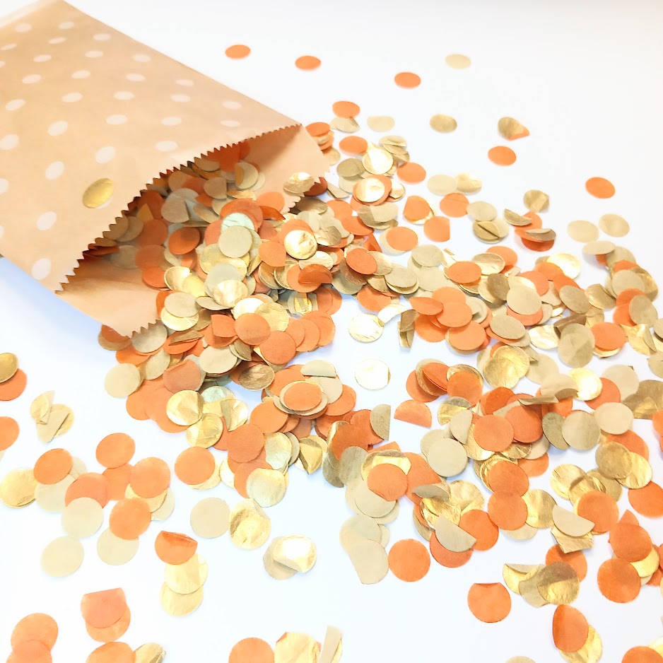Biodegradable Tissue Paper Wedding Confetti - Burnt Orange and Gold