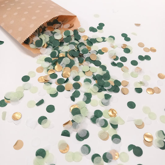 Biodegradable Wedding Confetti -  Deep Green, Sage Green, White