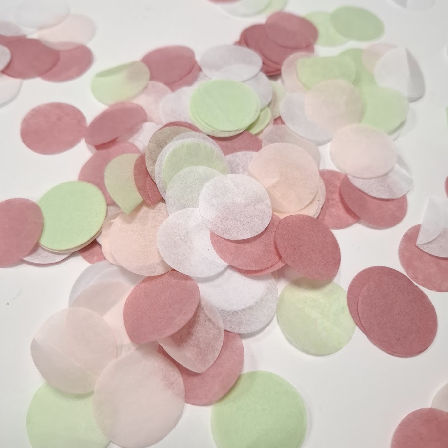 Biodegradable Wedding Confetti -  Willow Sage Green, Blush, White and Rose Pink