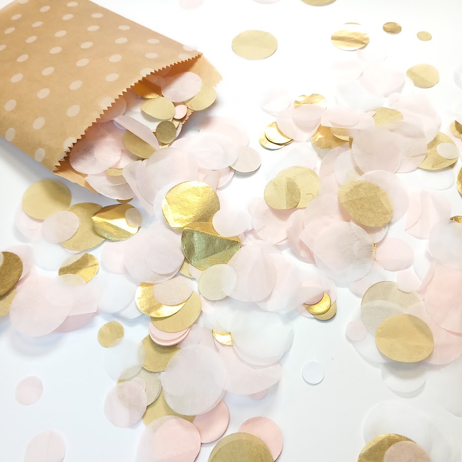 Biodegradable Wedding Confetti -  Blush, Gold and White