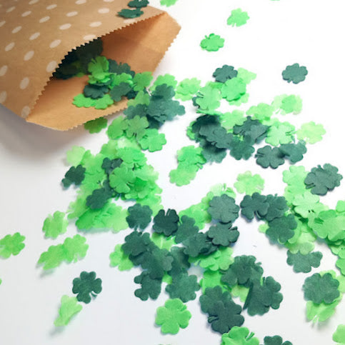 Biodegradable Tissue Paper Shamrock 4 leaf clover Wedding Confetti - Deep Green and Apple Green