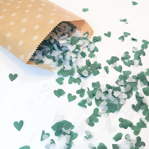 Biodegradable Wedding and Party Confetti - Deep Green and White