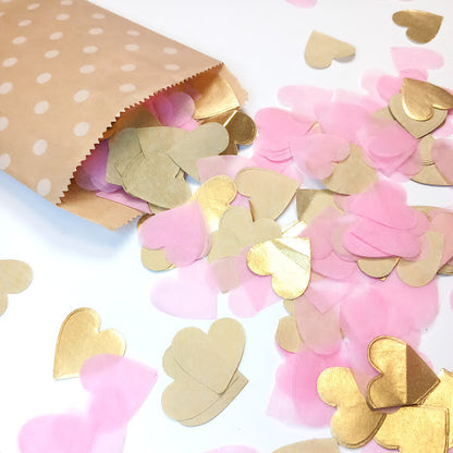 Biodegradable Tissue Paper Wedding Confetti - Gold and Pale Pink