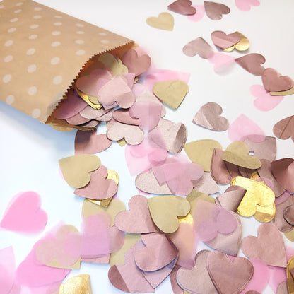 Biodegradable Tissue Paper Wedding Confetti - Rose gold, Gold and Pale Pink