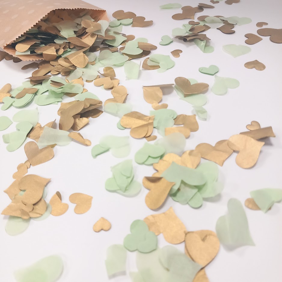 Biodegradable Wedding Confetti -  Sage Green and Antique Gold