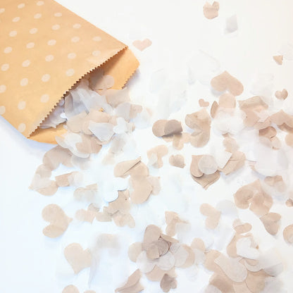 Biodegradable Tissue Paper Wedding Confetti - White and Beige