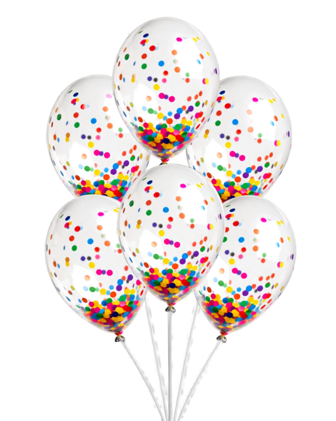 Confetti Filled Balloons with Free Ribbon - Rainbow colours