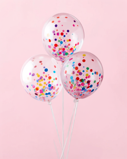 Confetti Filled Balloons with Free Ribbon - Rainbow colours