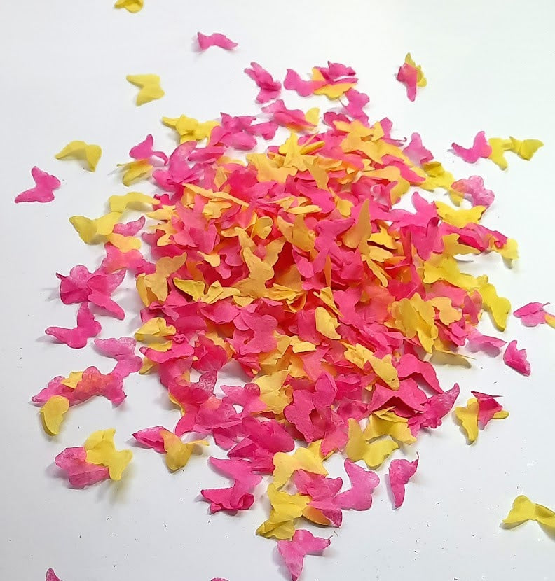 Eco Biodegradable  Butterfly Confetti - Bright Yellow and Fuchsia Pink