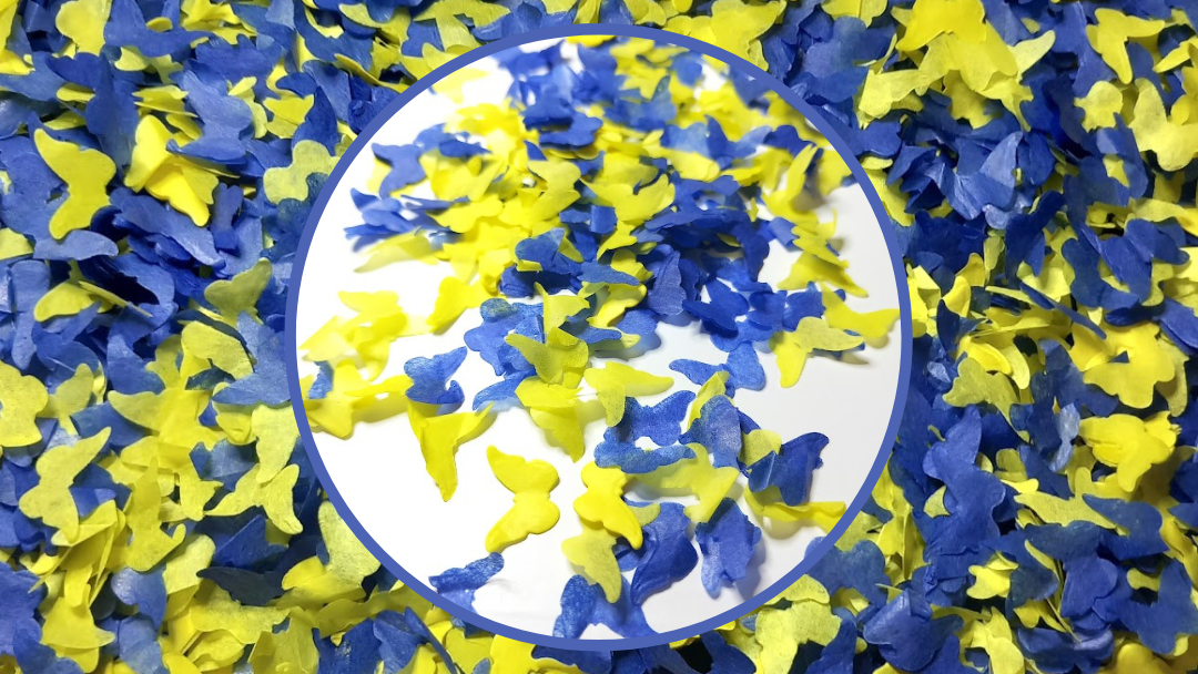 Biodegradable Wedding Confetti - Yellow and Dark Blue