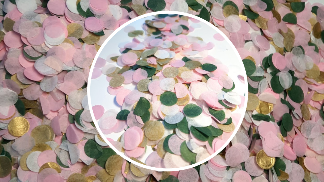 Biodegradable Wedding Confetti - Pale Pink, Deep Green, Blush, Cream and Gold