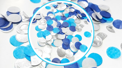 Biodegradable Wedding Confetti - Silver, Dark Blue and Turquoise Blue