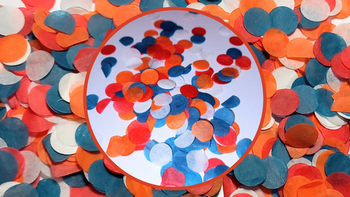 Eco Biodegradable Wedding Confetti - Teal Blue, Blood Orange, Orange and White