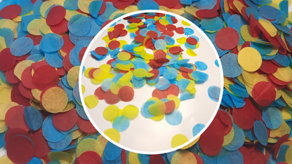 Biodegradable Wedding Confetti - Circus Mix - Turquoise Blue, Red and Yellow