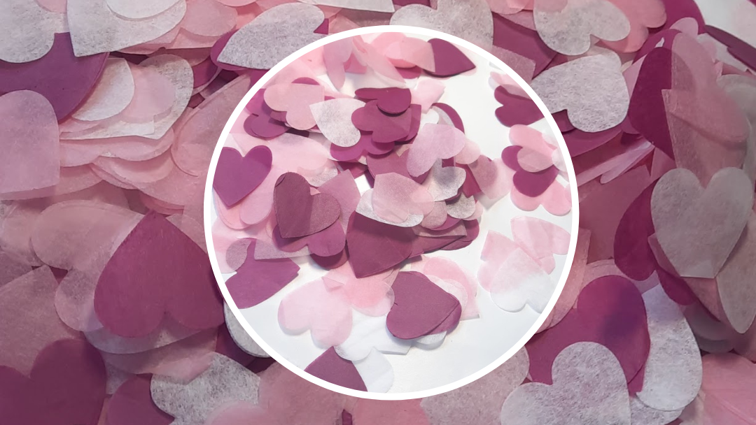 Biodegradable Wedding Confetti - Claret, Pale Pink and White