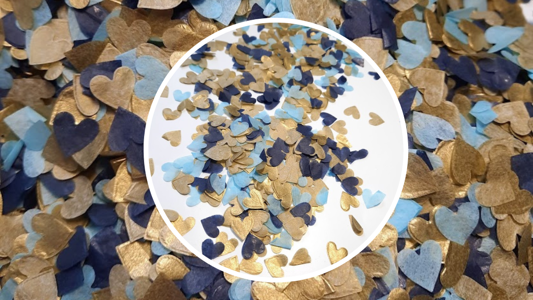 Biodegradable Wedding Confetti - Navy Blue, Pale Blue and Gold