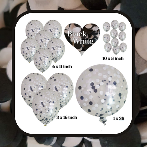 Biodegradable Confetti Filled Football Balloons - Black and White